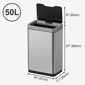 Automatic 50L Rectangle Indoor/Bedroom Sanitary Digital <b>Sensor</b> Trash Can Lid Stainless Steel Smart Waste <b>Bin</b> Kitchen Office - Product Image 4