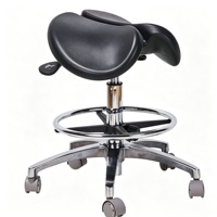 Tabouret de dentiste réglable en acier inoxydable avec siège hydraulique, design moderne, pour hôpital, école et atelier