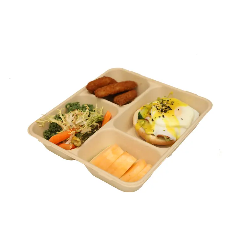 Piatti da ristorante vassoi usa e getta scomparto marrone vassoio per alimenti per la preparazione del microonde con coperchio/coperchio