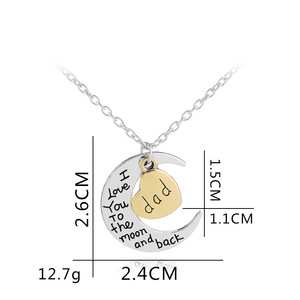 Bijoux personnalisés famille coeur lune pendentif collier pour femmes maman fille grand-mère <span class=keywords><strong>soeur</strong></span> - Product Image 4