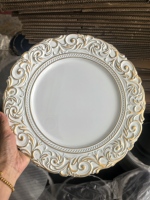 Assiettes de Présentation de Luxe Dorées 33cm Durables et Personnalisables – Ensemble Élégant Vintage pour Mariages et Dîners