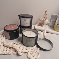 Witoyou 6oz Groothandel Lavendel Jasmijn Handgemaakte Luxe Aromatherapie Zwarte Blikken Pot Massagekaarsen voor Spa
