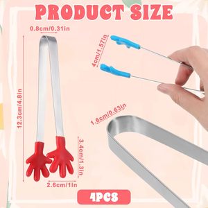 Pinzas de Cocina de Acero Inoxidable y Silicona de 13 cm con Diseño de Palma, Mini Pinzas para Azúcar, para Barbacoa y Fiestas - Product Image 2