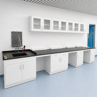 Banc de travail mural en acier pour laboratoire hospitalier, anti-corrosion, avec prises électriques