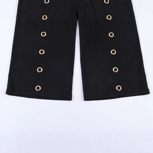 Pantalon ample à jambes larges pour femme, couleur unie, découpes et œillets, modèle 2026, style vintage, OEM/ODM par usine chinoise - Product Image 4