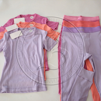 Ensemble deux pièces décontracté en coton côtelé avec logo personnalisé pour femmes, vente en gros, chemise à col rond et leggings, vêtements de détente pour femmes