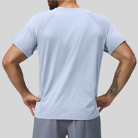 T-shirt à manches raglan pour homme avec logo personnalisé, séchage rapide, respirant, extensible, manches courtes, pour la gym, la course à pied, l'entraînement sportif