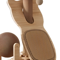 Arbre à chat compact tout-en-un en sisal, griffoir et lit, résistant à l'usure, sans peluches, sans débris, avec boule rotative, jouet pour animaux de compagnie, style mignon