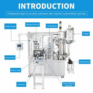 주스 밀크 쉐이크를위한 고속 맞춤형 자동 스탠딩 스파우트 파우치 충전 및 캡핑 기계 - Product Image 3