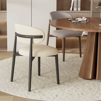 Chaise de salle à manger en acier inoxydable avec revêtement en cuir, design moderne et minimaliste, dossier non pliable, mobilier de maison pour salle à manger