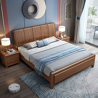 Cadre de lit double moderne en bois massif, dernières tailles Super Single, Queen, King avec 2 tiroirs, en pin et bois d'hévéa pour chambre à coucher et appartement