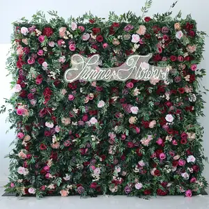 Simulation Leaf Wall Hanging Flower Small Green Roll Up Flower Wall Backdrop