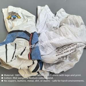 Trapos de Algodón para Limpieza Industrial, Paños de Algodón Blancos Impresos, Trapos de Camiseta, Trapos de Punto Blancos - Product Image 4