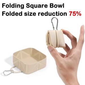 Kapak kapakları ile fabrika özel logo silikon katlanabilir kase 2 paket köpek taşınabilir seyahat taşınabilir katlanabilir çanaklar hayvan mama kabı - Product Image 5