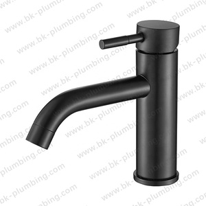 Grifo De Lavabo Monomando Redondo Negro Mate Con Cano <span class=keywords><strong>Curvo</strong></span> Mezclador Agua Fria Y Caliente De Laton - Product Image 3