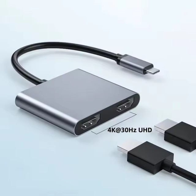 USB C to Dual 4K 30Hz UHD Display Adapter Thunderbolt3 Type C Docking Station Two HDMI-compatible Monitor for Macbook Pro Laptop