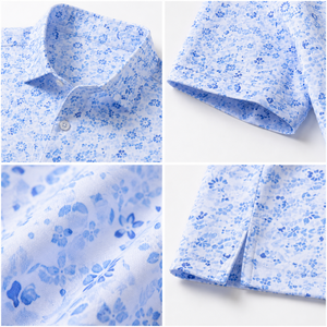 Polo de Golf Azul con Estampado Floral Personalizado para Hombre, de Alto Rendimiento, con Tecnología de Absorción de Humedad, Elástico, Fabricante OEM de Marca Privada - Product Image 3