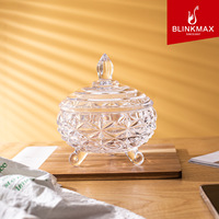 Pot à bonbons en verre sans plomb Blinkmax avec couvercle, plateau à fruits de haute qualité, plateau à bonbons, sucrier, organisateur de rangement