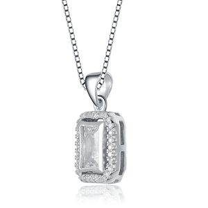 TD Collette Z Cubic Zirconia collana rettangolare Halo elegante ciondolo alla moda in argento Sterling - Product Image 2