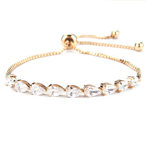 Weiman Elegant Teardrop Cubic Zirconia CZ Zircon Crystal <strong>Adjustable</strong> <strong>Bracelets</strong> for Women Wedding Bridal or Bridesmaid's Jewelry - Product Image 2