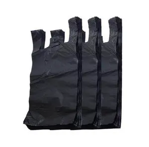 Barato negro de alta calidad HDPE/LDPE fabricante de bolsas de plástico personalizado bolsa de compras camisetas bolsas de plástico con logotipos