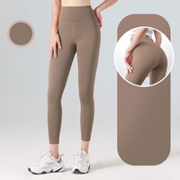 Großhandel Lange Nahtlose Atmungsaktive Leichte Schnelltrocknende Damen-Sport-Yogahosen mit Hoher Elastizität Einfarbig Hohe Taille Hüftformend