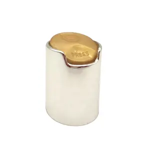 Shiny Silver Aluminum <strong>24mm</strong> &amp; 28mm Disc Top Bottle Cap Metal Shampoo Press Down <strong>Spout</strong> for Packaging Lids &amp; Closures - Product Image 1