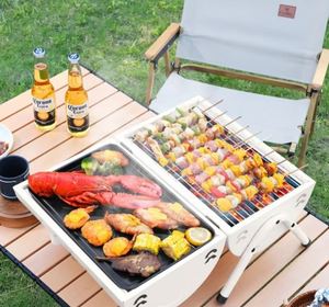 Barbecue portable compact pour patio et camping, réchaud de camping extérieur pour réunions de famille, alimenté au charbon de bois - Product Image 2