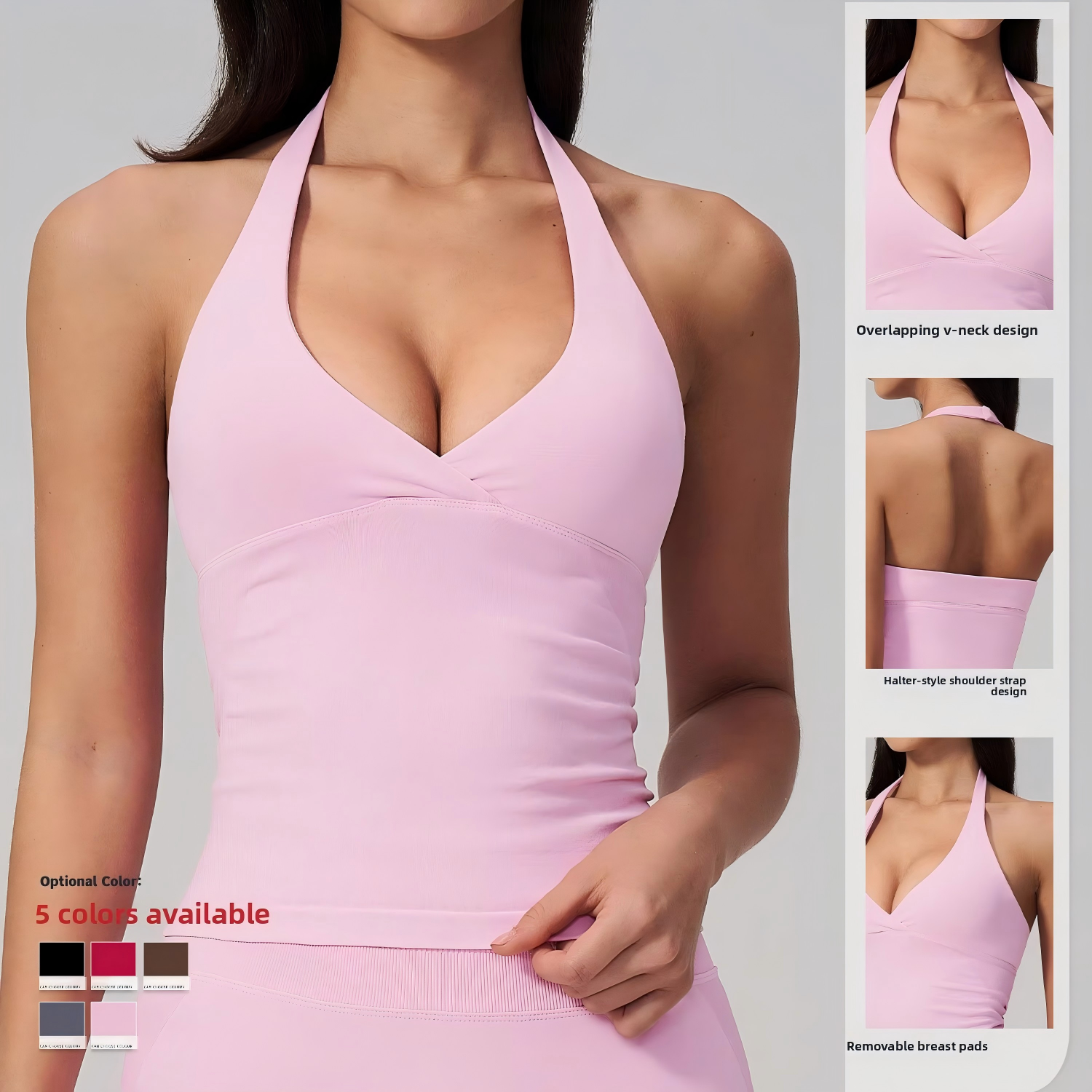 Seamless V-Neck Tank Top Spandex/Nylon Slim-Fit Quick-Drying Shock-Absorbing Enhances Back Shape for Women Running Fitness Yoga