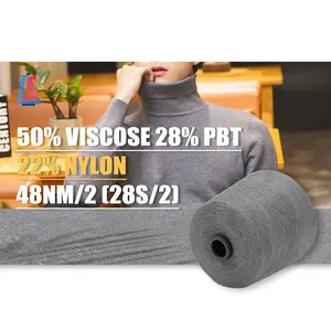 Les plus populaires 50% viscose 22% nylon 28% PBT produits fil pour vêtements d'hiver confortables fil de pull à texture douce 28s/2Core filé