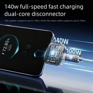 Cargador Rápido de 140W con Chip Inteligente AI, Desconexión Automática sin Sobrecarga, Modo de Doble Corriente, para Teléfono - Product Image 2