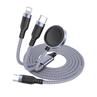 Cable de Carga Trenzado de Nailon 3 en 2 de 100 W con Magnético para Apple Watch, Cable de Datos de Carga Rápida PD para IWatch para iPhone