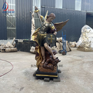 Statue grandeur nature en bronze d'archange religieux Saint Michel tue le diable Sculpture en bronze - Product Image 4