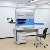 Mesa de Trabajo Antiestática Detall ESD con Superficie Laminada y Tomas de Corriente Integradas para Talleres de Reparación de Computadoras