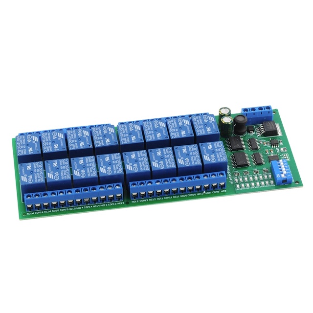 DC12V 16 Channel RS485 Modbus RTU Relay Module Remote Control Switch PLC Expansion Board for LED Motor PTZ Camera Smart Home