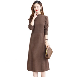 Maglione di lana a girocollo a maniche lunghe allentato abito primavera stagione in tessuto a tinta unita - Product Image 1