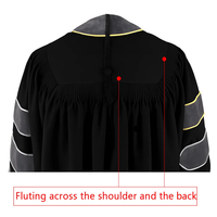 Deluxe PhD Academic Gown Graduation Doctoral Ceremony Robe avec Velvet Matte Polyester Custom Color Livraison rapide