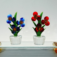 Figurine de fleur artificielle HBL en verre cristal de luxe léger, motif fleur de prunier colorée et exquise, ornement de bureau