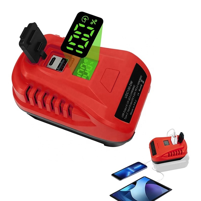 2 in 1 100W USB Battery Adapter for Milwaukee 18V Charger Adapter with Two-way Type-C Fast Charging and USB for Electric Device