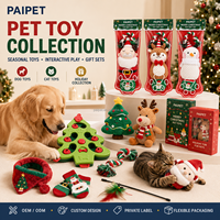 Ensemble de chaussettes de Noël assorties PAIPET, 2 chaussettes pour humains et 4 chaussons pour animaux avec motif Père Noël, fournisseur de packs cadeaux de chaussettes pour animaux, personnalisable