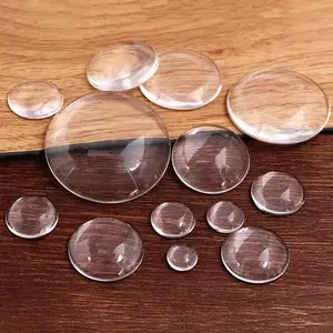 Transparentes Glas Cabochon 10 mm 12 mm 14 mm 16 mm 18 mm 20 mm 25 mm 35 mm 40 mm runder flacher Rücken transparentes durchsichtiges Glas Cabochon