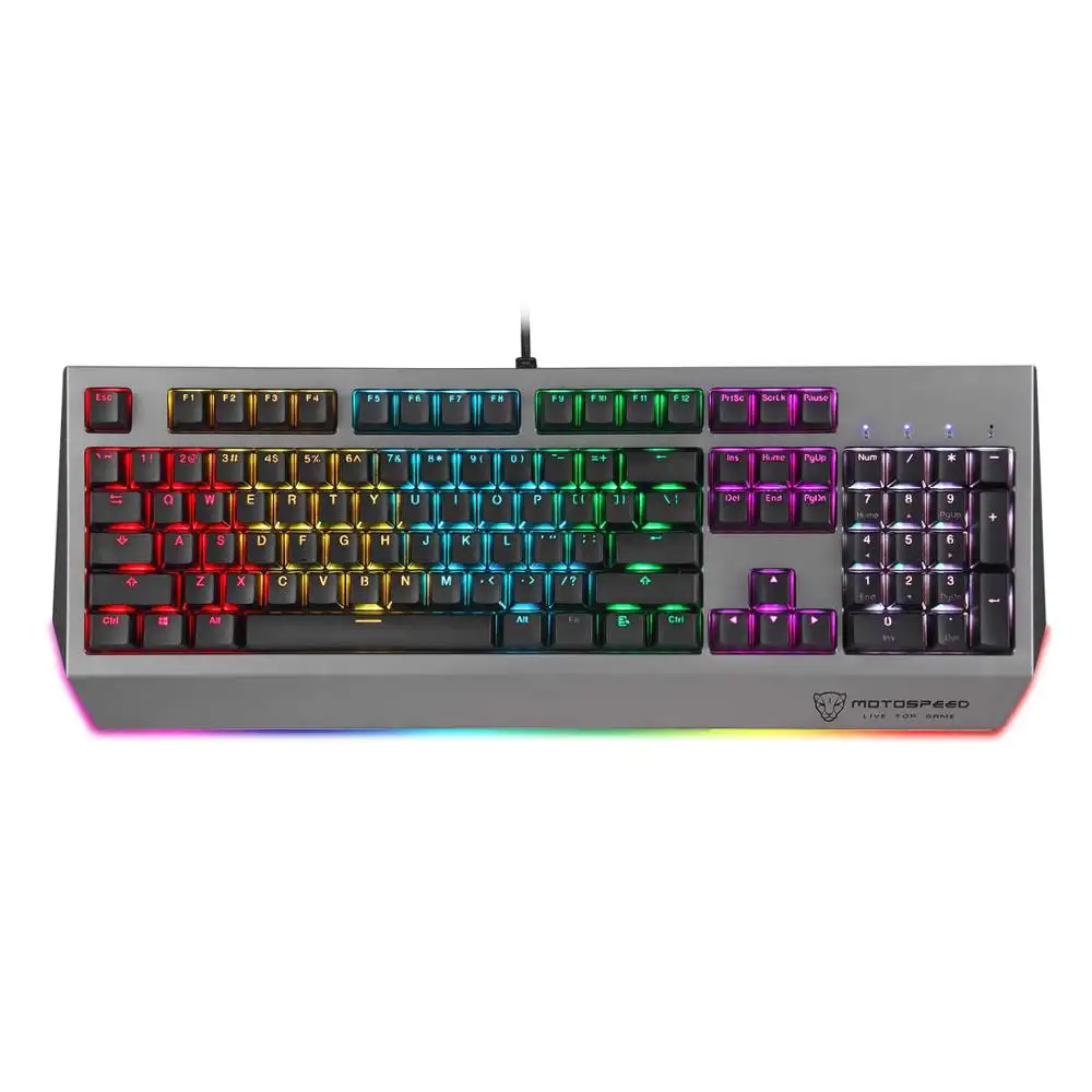 Motospeed Mechanical Gaming Keyboard 104 Keys Wired With USB RGB Light Blue Switch Keyboard for Home Office PC Computer Gamer