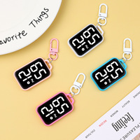 Montre de poche numérique LED à motif tissé chat, mini carrée pour homme, avec date, heure mondiale, rechargeable, design sportif