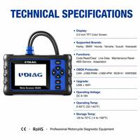 Escáner de Diagnóstico para Motocicletas UDIAG M200, Lector de Códigos OBD2 de Sistema Completo, Herramienta de Escaneo Multimarca para Motos, Reinicio de Ajustes de ABS y Aceleración