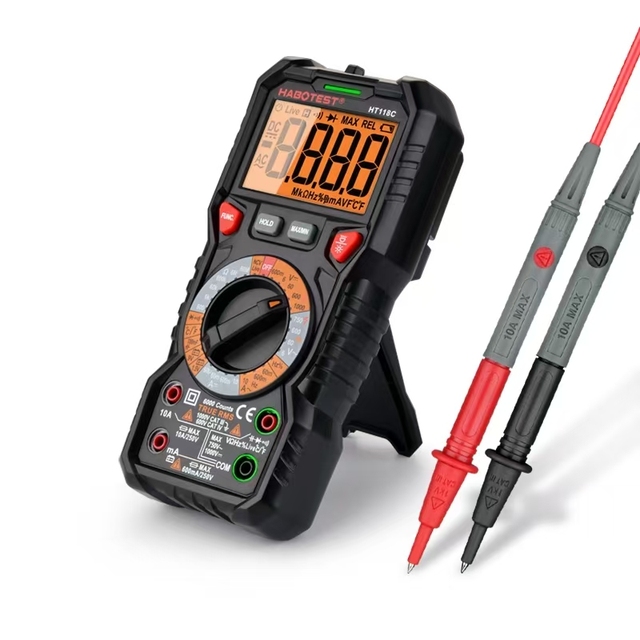 Habotest HT118C 6000 Counts High Performance 4-Digit LCD Dual Display 10A/750V True RMS Autorange Digital Multimeter for