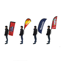 Publicité extérieure Mobile Billboard Sac à dos Drapeaux Promotionnel Mobile Plume Larme Rectangle Drapeau Marcheurs Drapeaux Rectangulaires