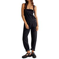 Salopette en jean tendance pour femme, style streetwear, taille haute classique, coupe ample rétro années 90, vente en gros