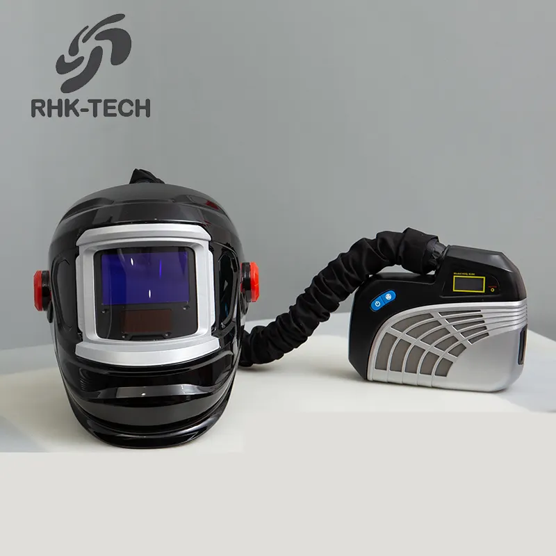 RHK पोर्टेबल सच रंग सौर PAPR आर्क ऑटो Darkening श्वासयंत्र वेल्डिंग हेलमेट के साथ शुद्ध हवा वेंटिलेशन प्रणाली