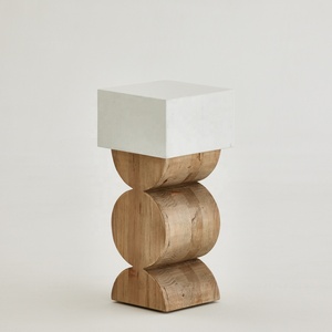 Artwork di scultura etnica chic in calcestruzzo riciclato olmo naturale piccolo tavolo mobili tavolino tavolino tavolino fine tavolo per soggiorno - Product Image 1