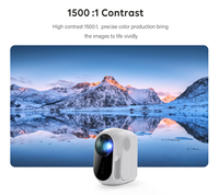 Projecteur LED CR55 compatible 4K, mini portable 1080P, 500 lumens ANSI, correction automatique de la distorsion trapézoïdale, haut-parleurs intégrés, LCD Android 9